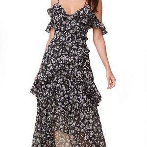 ASTR THE LABEL High/Low Tiered Ruffle Maxi Dress